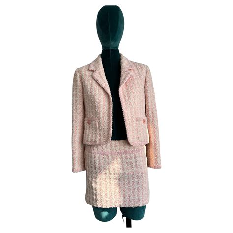 chanel fresh pink|Chanel pink tweed suit.